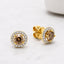 18ct Yellow & White Gold Chocolate Diamond Halo Earrings