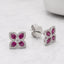 18ct White Gold Ruby & Diamond Flower Earrings
