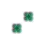 White Gold Emerald and Diamond Clover Stud Earrings