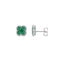 White Gold Emerald and Diamond Clover Stud Earrings