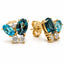 London Blue Topaz, Swiss Blue Topaz and Diamond Earrings in 9ct Yellow Gold