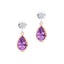 9ct White & Rose Gold Amethyst & Diamond Drop Earrings