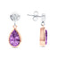 9ct White & Rose Gold Amethyst & Diamond Drop Earrings