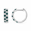 18ct White Gold Teal Sapphire & Diamond Huggie Earrings