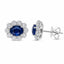 18ct White Gold Sapphire & Diamond Halo Stud Earrings