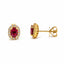 0.92ct Oval Burmese Ruby & Diamond Halo Earrings in 18ct Yellow Gold