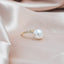 Yellow Gold Pearl Curved Ring