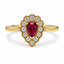 Yellow Gold Ruby & Diamond Halo Ring