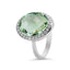 18ct White Gold Green Amethyst & Diamond Halo Ring