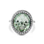18ct White Gold Green Amethyst & Diamond Halo Ring