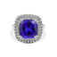 18ct White Gold Double Halo Tanzanite & Diamond Ring