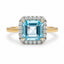 Swiss Blue Topaz & Diamond Halo Ring