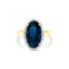 9ct Yellow Gold London Blue Topaz & Diamond Halo Ring