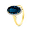 9ct Yellow Gold London Blue Topaz & Diamond Halo Ring
