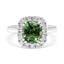 18ct White Gold Mint Green Tourmaline Halo Ring