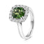 18ct White Gold Mint Green Tourmaline Halo Ring