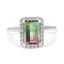 18ct White Gold Rainbow Tourmaline and Diamond Halo Ring