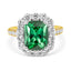 18ct Green Tourmaline and Diamond Halo Ring