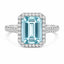 18ct White Gold Aquamarine & Diamond Halo Ring