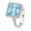 18ct White Gold Aquamarine & Diamond Halo Ring
