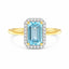 9ct Yellow & White Gold Aquamarine Halo Ring