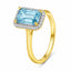 9ct Yellow & White Gold Aquamarine Halo Ring