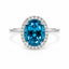 3.67ct London Blue Topaz & Diamond Halo Ring in 9ct White Gold