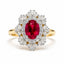 2.07ct Certified Oval Ruby & Diamond Double Halo Ring in 18ct Yellow Gold