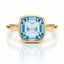 3.80ct Cushion Cut Blue Topaz Bezel Set Ring in 9ct Yellow Gold
