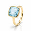 3.80ct Cushion Cut Blue Topaz Bezel Set Ring in 9ct Yellow Gold