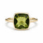 3.50ct Cushion Cut Peridot Bezel Set Ring in 9ct Yellow Gold