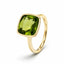 3.50ct Cushion Cut Peridot Bezel Set Ring in 9ct Yellow Gold