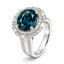3.40ct Australian Teal Sapphire Diamond Halo Ring in 18ct White Gold