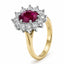 1.07ct Oval Ruby Diamond Halo Ring in 18ct Yellow and White Gold