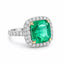 5.75ct Emerald Cut Emerald and Diamond Halo Ring in 18ct White and Yellow Gold
