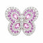 Pink Sapphire and Diamond Butterfly Ring in 18ct White Gold