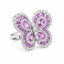 Pink Sapphire and Diamond Butterfly Ring in 18ct White Gold