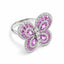 Pink Sapphire and Diamond Butterfly Ring in 18ct White Gold