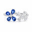 Blue Sapphire and Diamond Flower Ring in 18ct White Gold