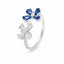 Blue Sapphire and Diamond Flower Ring in 18ct White Gold