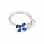 Blue Sapphire and Diamond Flower Ring in 18ct White Gold