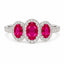 Ruby Trilogy Halo Ring in 18ct White Gold
