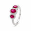 Ruby Trilogy Halo Ring in 18ct White Gold