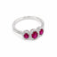 Ruby Trilogy Halo Ring in 18ct White Gold
