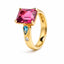 4.40ct Rubellite & Blue Topaz Ring in 18ct Yellow Gold