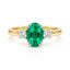 1.16ct Natural Emerald & Diamond Trilogy Ring in 18ct Yellow Gold