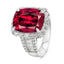 Rubellite and diamond halo ring with baguette accents