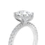 Oval Cut Diamond Engagement Ring with Sparkling Accent Band and Hidden Halo