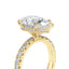Pear Cut Diamond Engagement Ring with Sparkling Accent Band and Hidden Halo