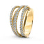 18ct Yellow Gold Criss-Cross Multi-Row Diamond Ring